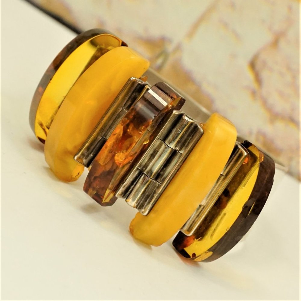 RARE BALTIC AMBER STERLING BRACELET By GLIWINSKI